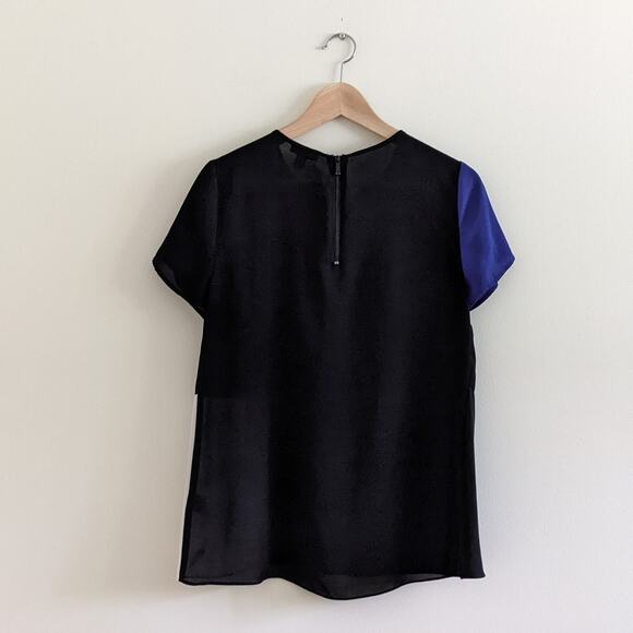 Vince Camuto Size Small Colorblock Blouse Shirt Black Blue Green White Zipper - Picture 5 of 7